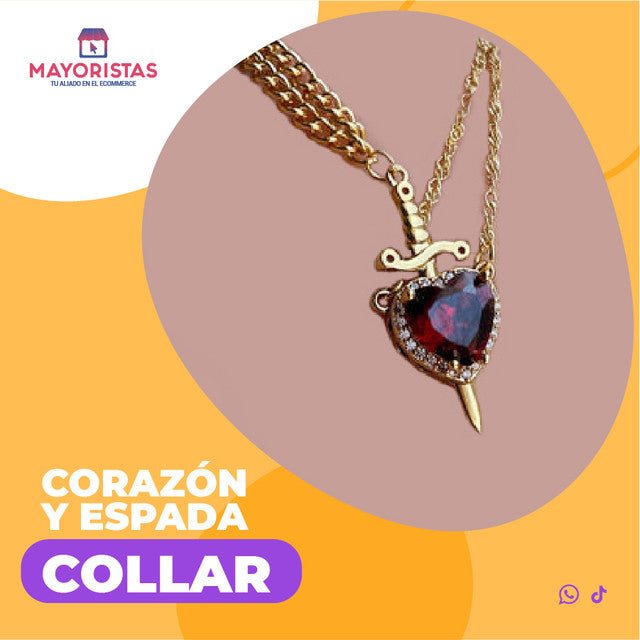 COLLAR CORAZON Y ESPADA