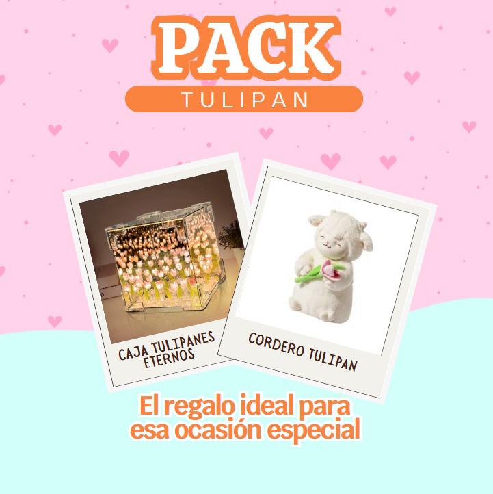 PELUCHE CORDERITO TULIPAN + TULIPAN INFINITO CAJA DE REGALO